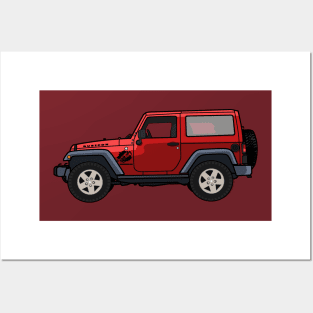 Jeep Wrangler Rubicon 2-door Red Posters and Art